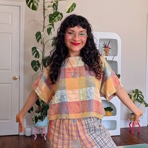 SOLD - Colorful Patchwork Repurposed Top